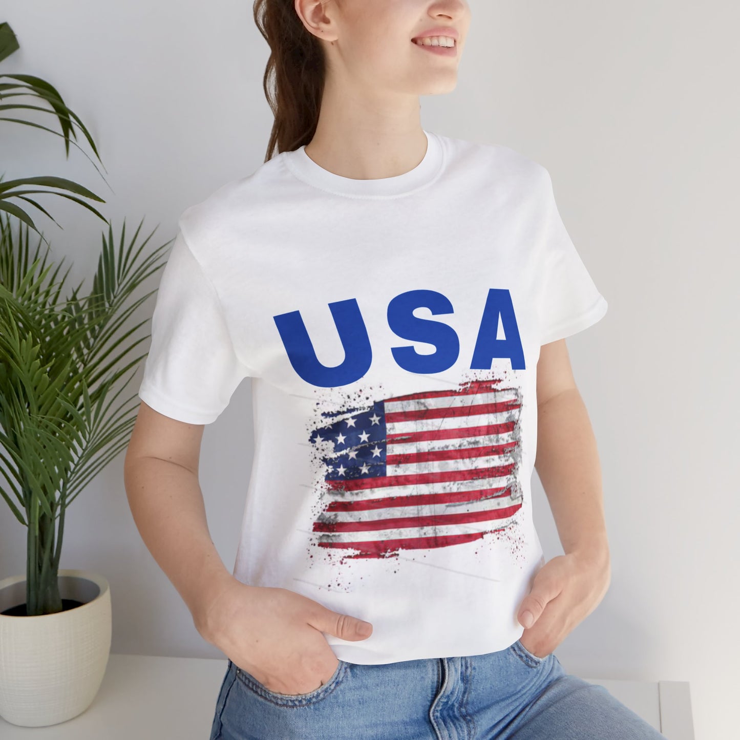 USA Vintage Flag Tee - Unisex Jersey Short Sleeve Shirt